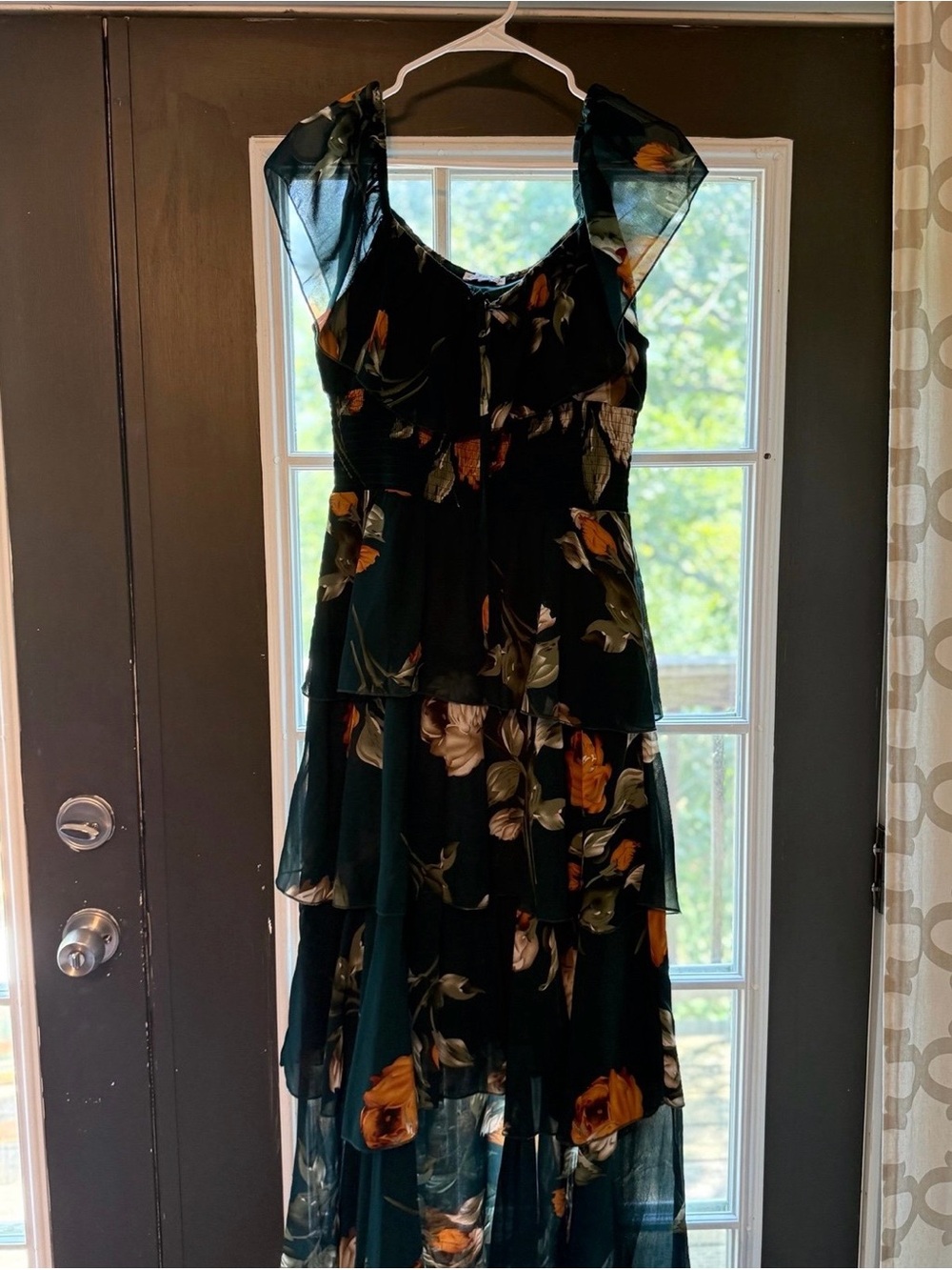 Baltic Born Dark Green Maxi Dress with Orange Floral Print